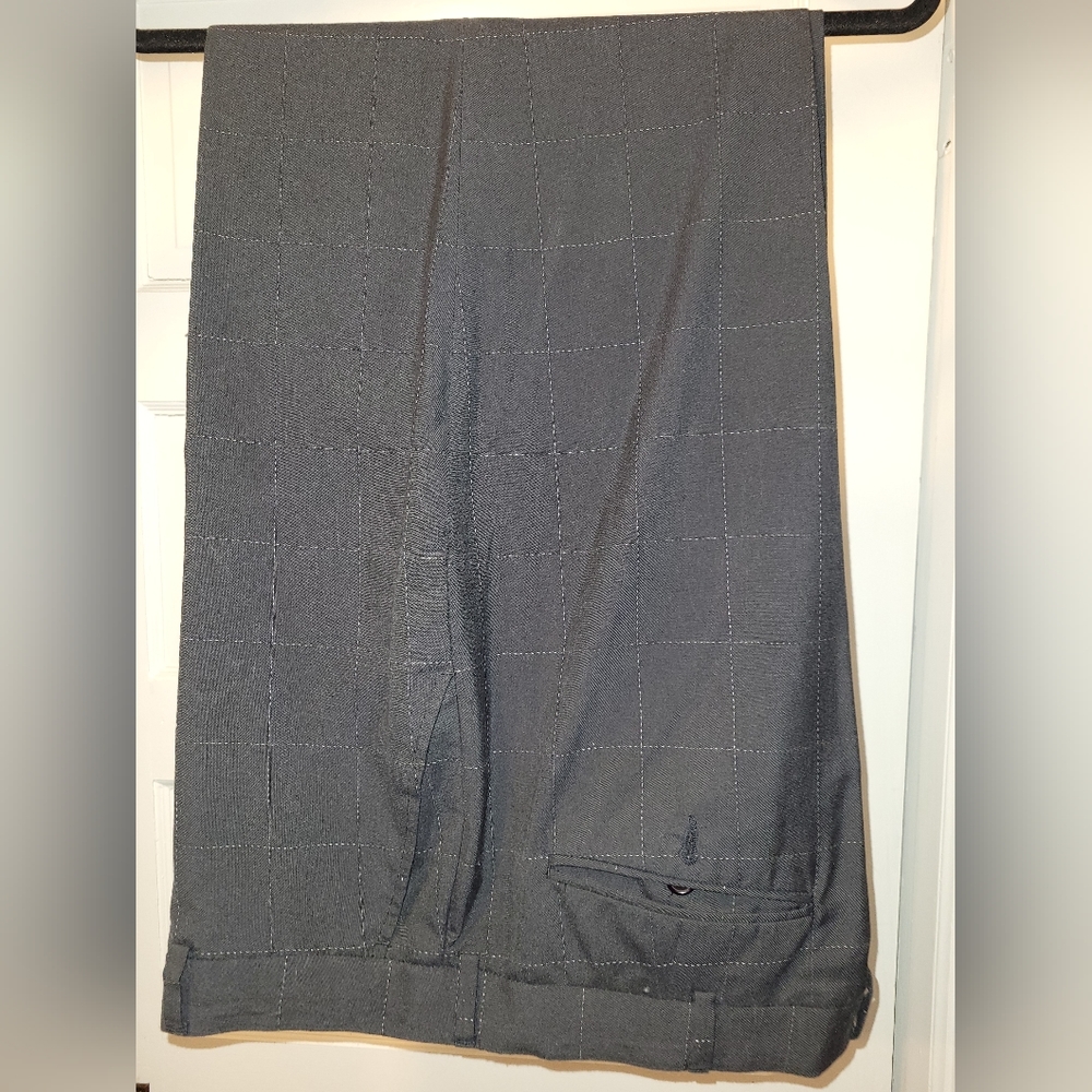Black plaid flat front dress pants 40x32